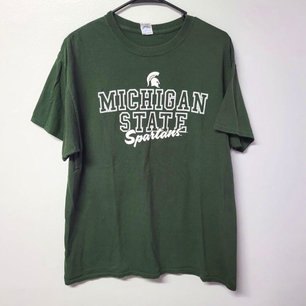 MSU Spartan Michigan State T Shirt‎ University Mens Large Green White Big Ten